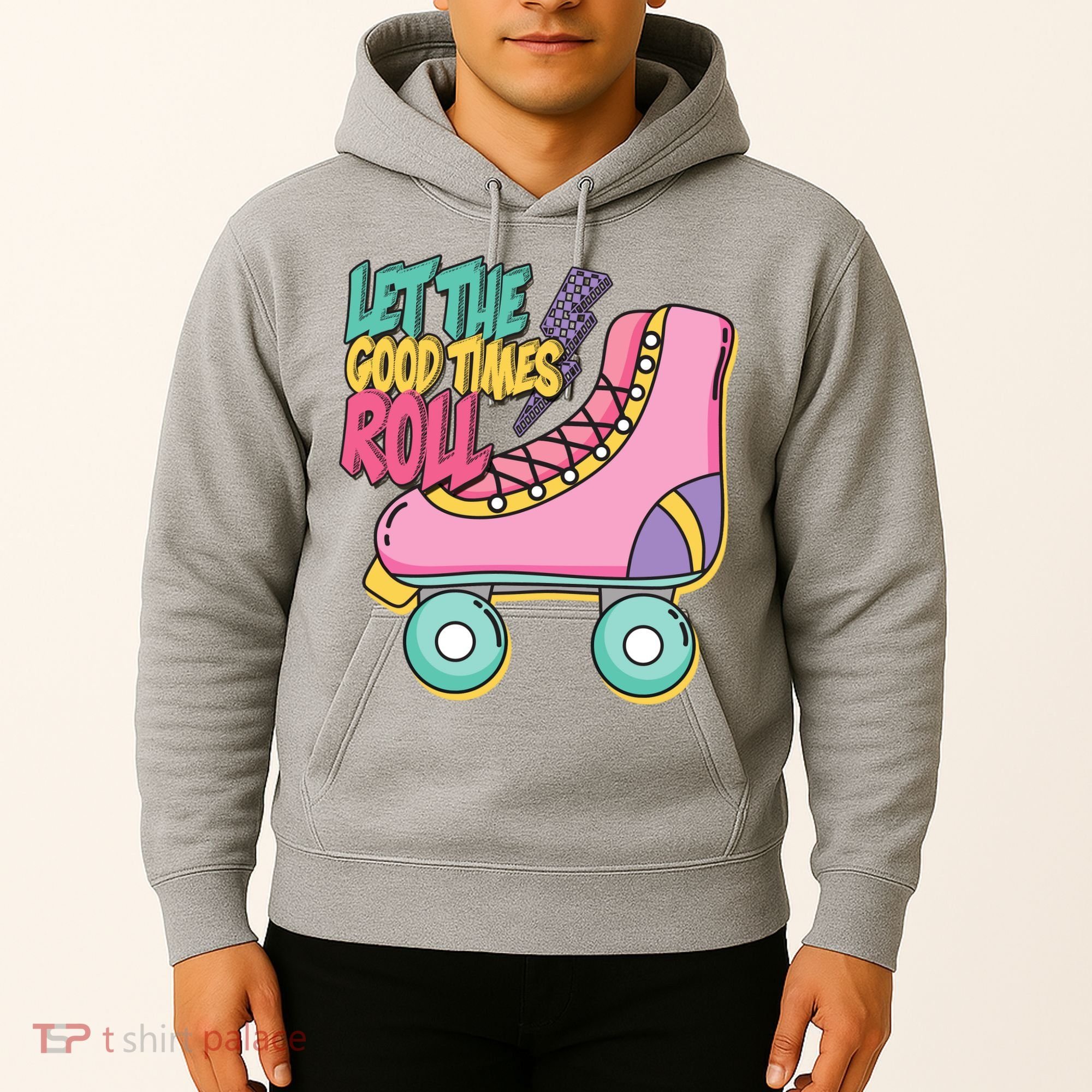 Let The Good Times Roll 80s Retro Roller Skate Hoodie