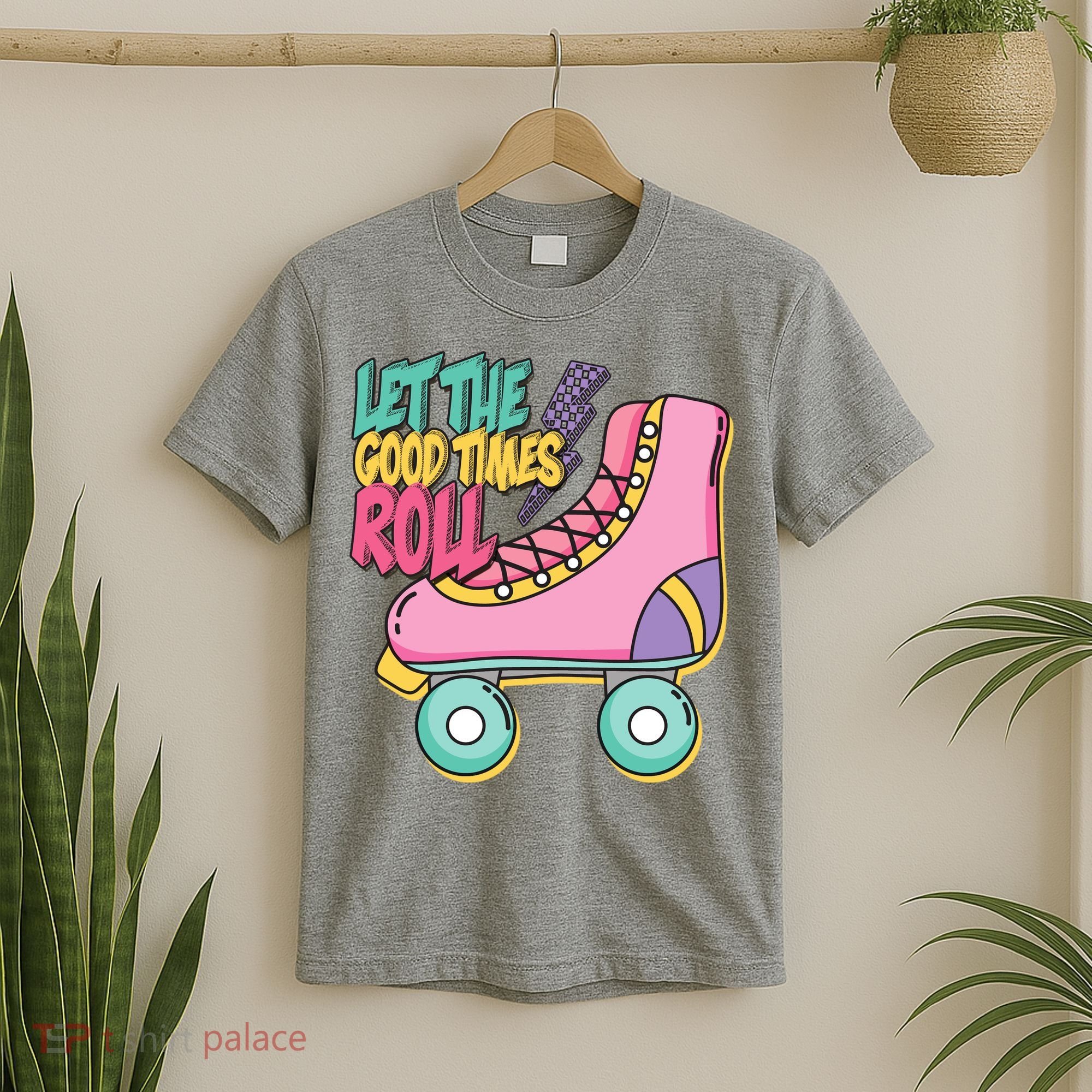 Let The Good Times Roll 80s Retro Roller Skate T-Shirt