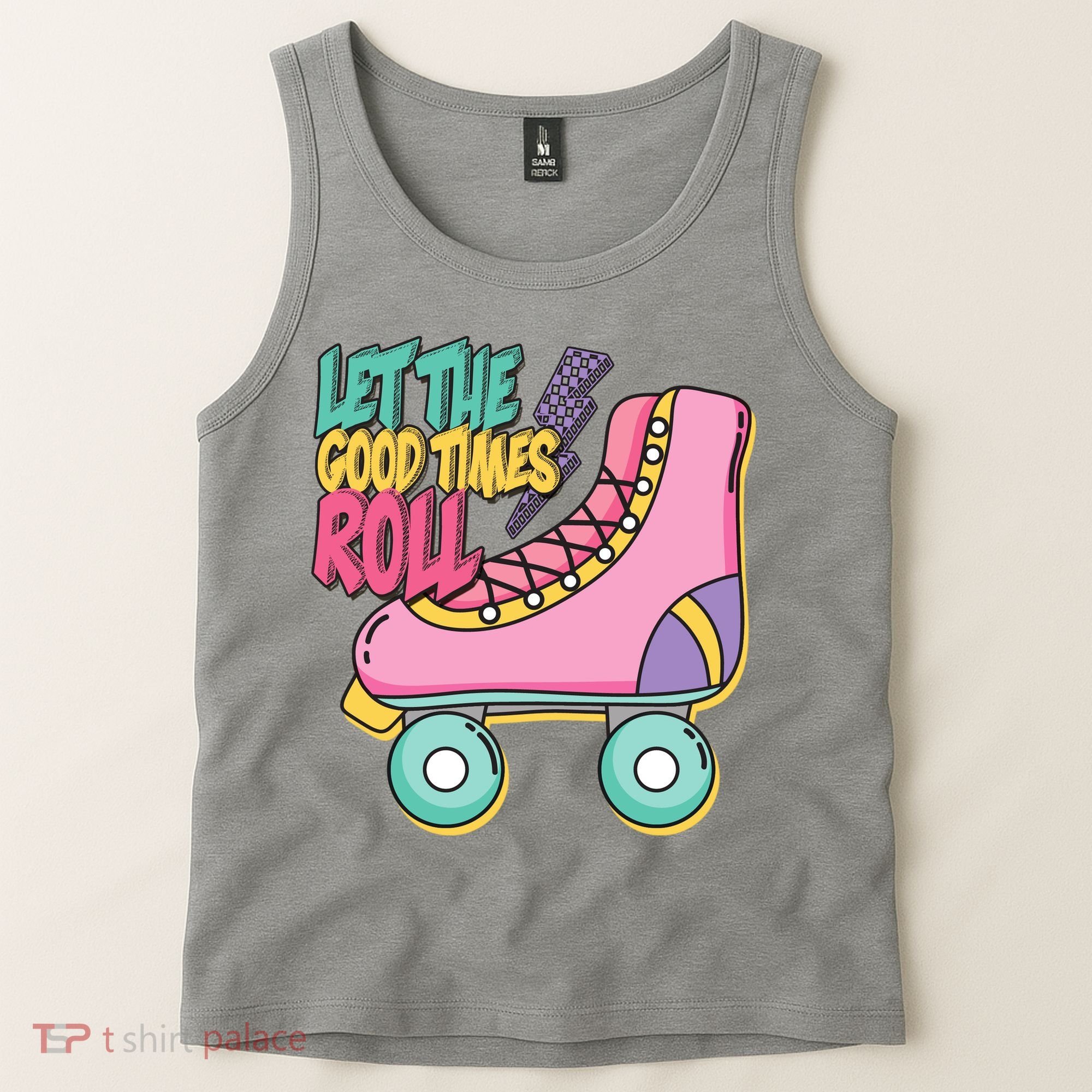 Let The Good Times Roll 80s Retro Roller Skate Tank Top