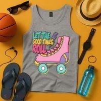 Let The Good Times Roll 80s Retro Roller Skate Tank Top thumb 4