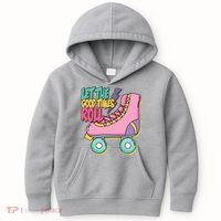 Let The Good Times Roll 80s Retro Roller Skate Kids Hoodie thumb 0