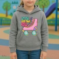 Let The Good Times Roll 80s Retro Roller Skate Kids Hoodie thumb 3