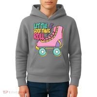 Let The Good Times Roll 80s Retro Roller Skate Kids Hoodie thumb 4