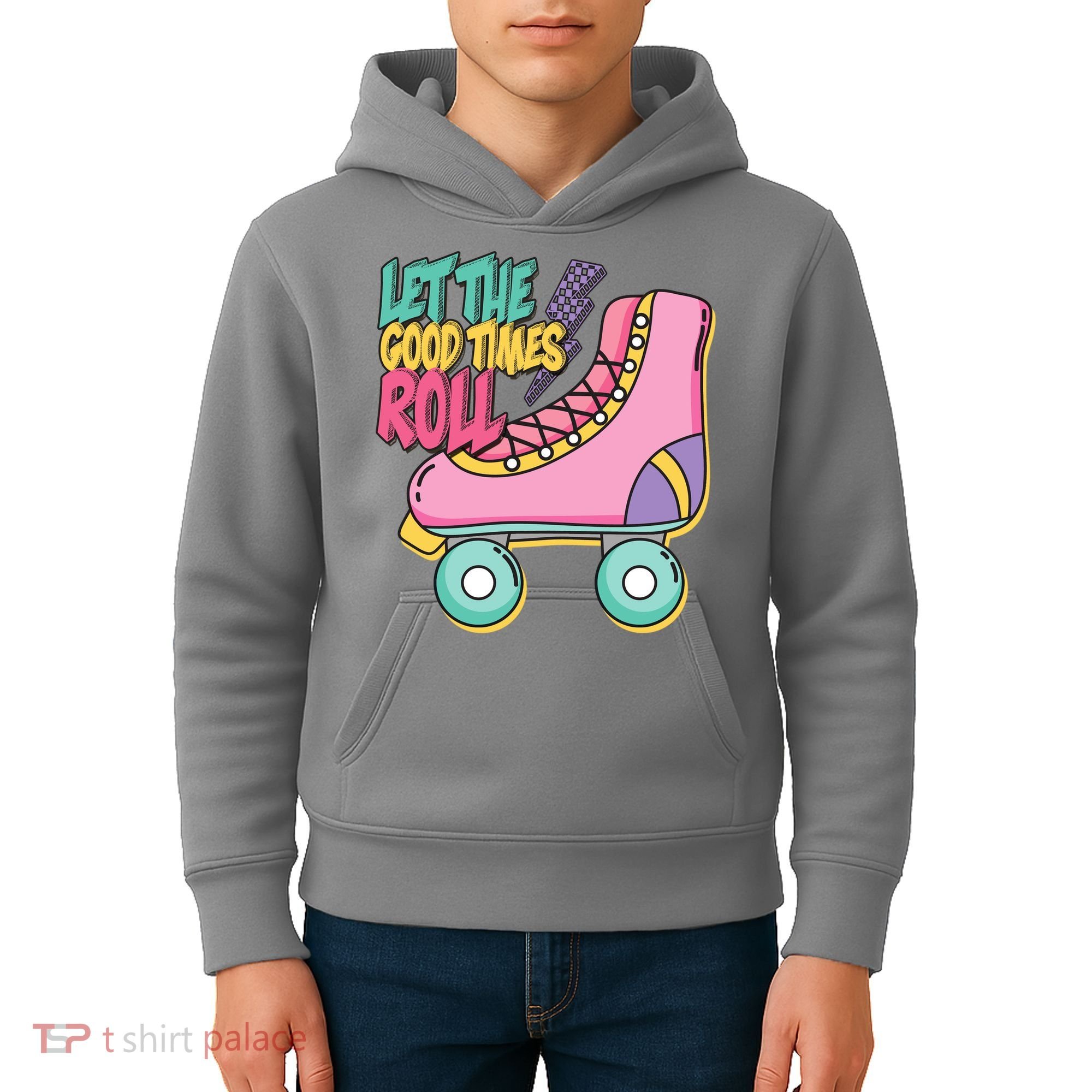 Let The Good Times Roll 80s Retro Roller Skate Kids Hoodie