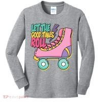 Let The Good Times Roll 80s Retro Roller Skate Kids Long Sleeve Shirt thumb 0
