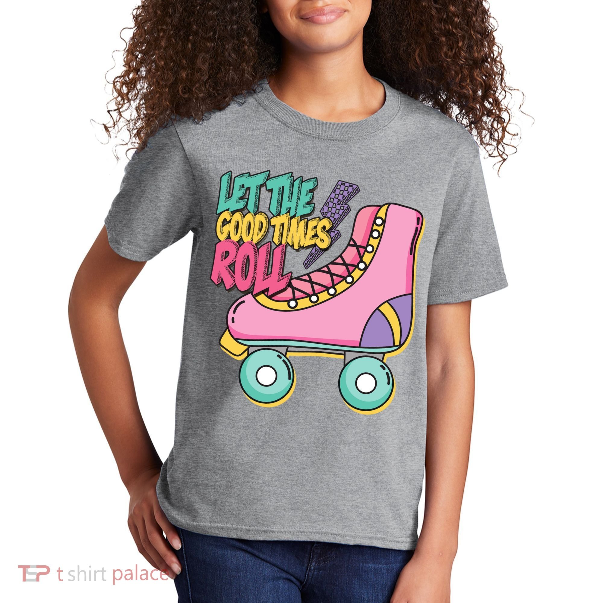 Let The Good Times Roll 80s Retro Roller Skate Kids T-Shirt