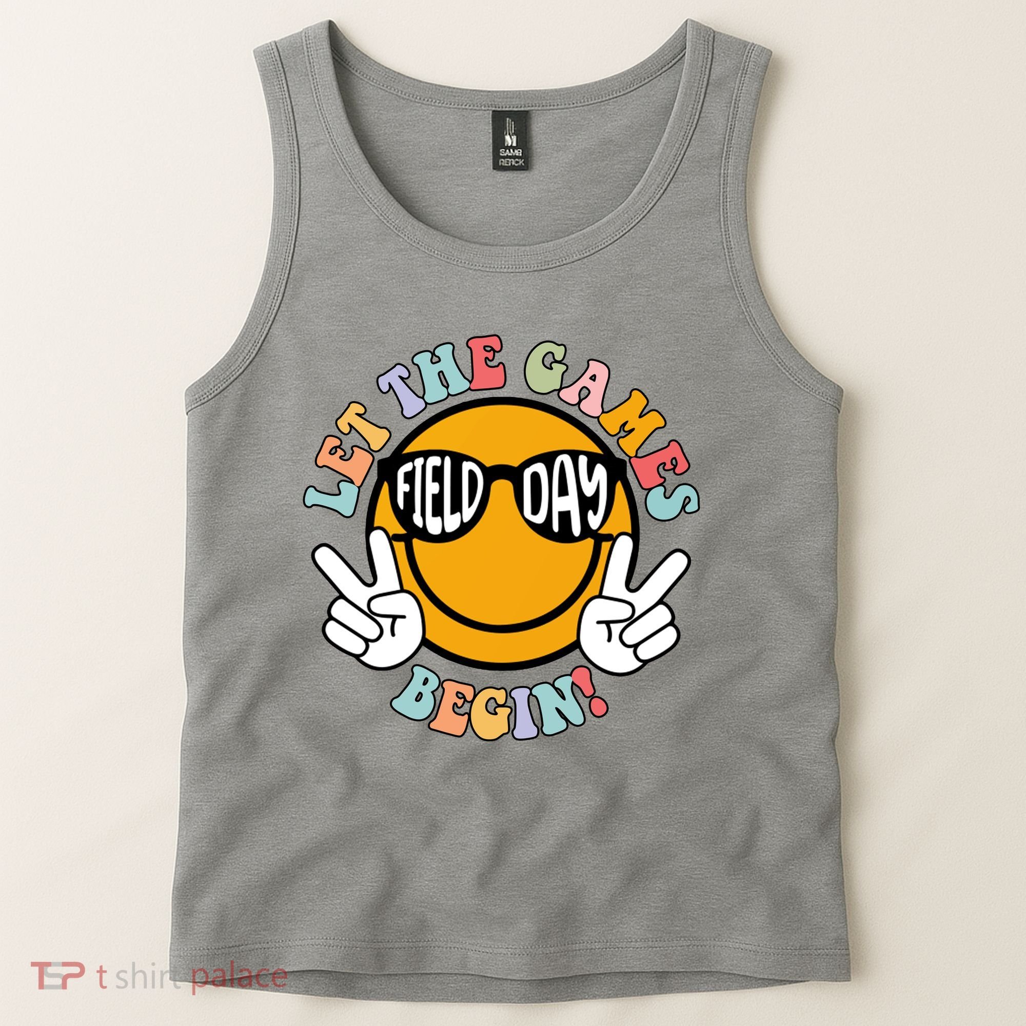 Let The Games Begin Field Day Smile Face Tank Top