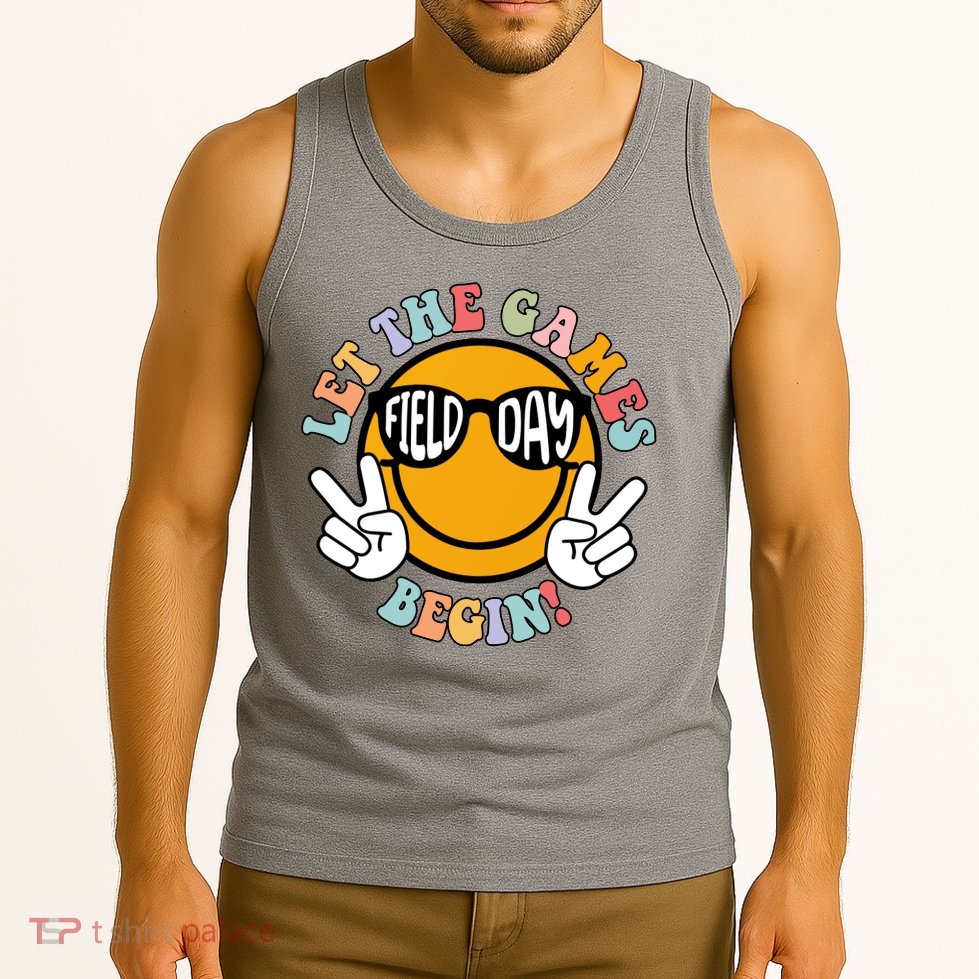 Let The Games Begin Field Day Smile Face Tank Top