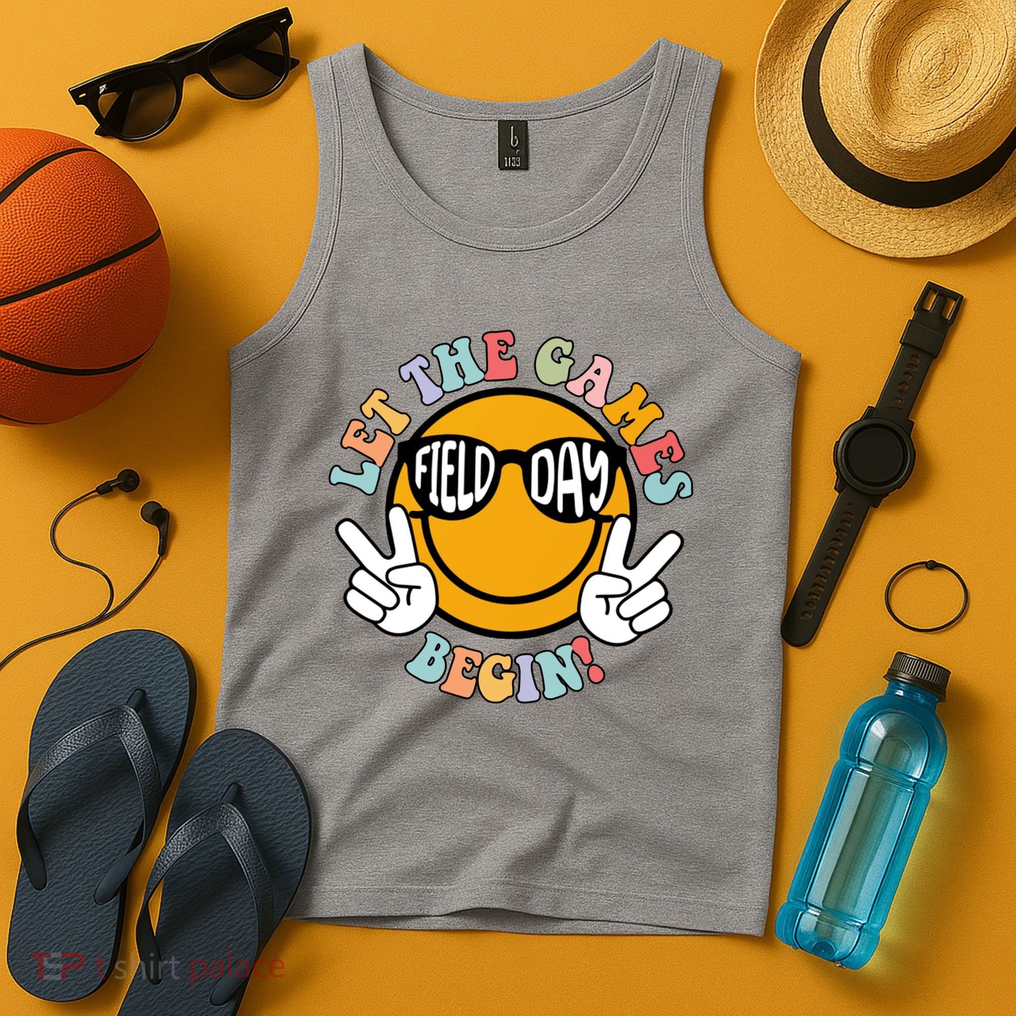 Let The Games Begin Field Day Smile Face Tank Top