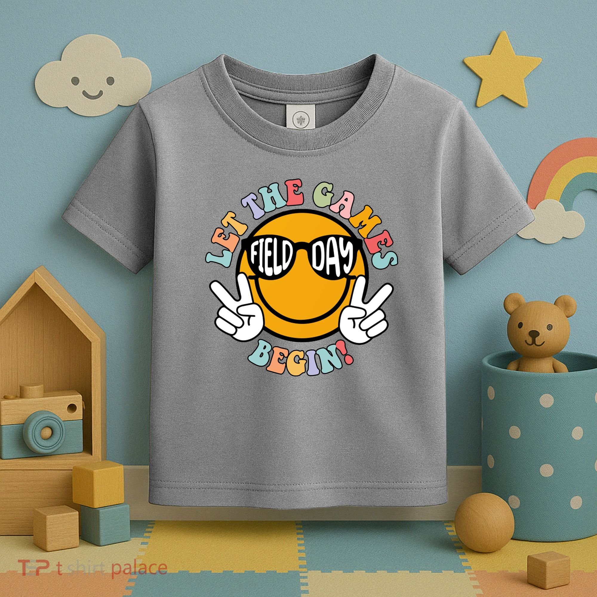 Let The Games Begin Field Day Smile Face Toddler T-Shirt