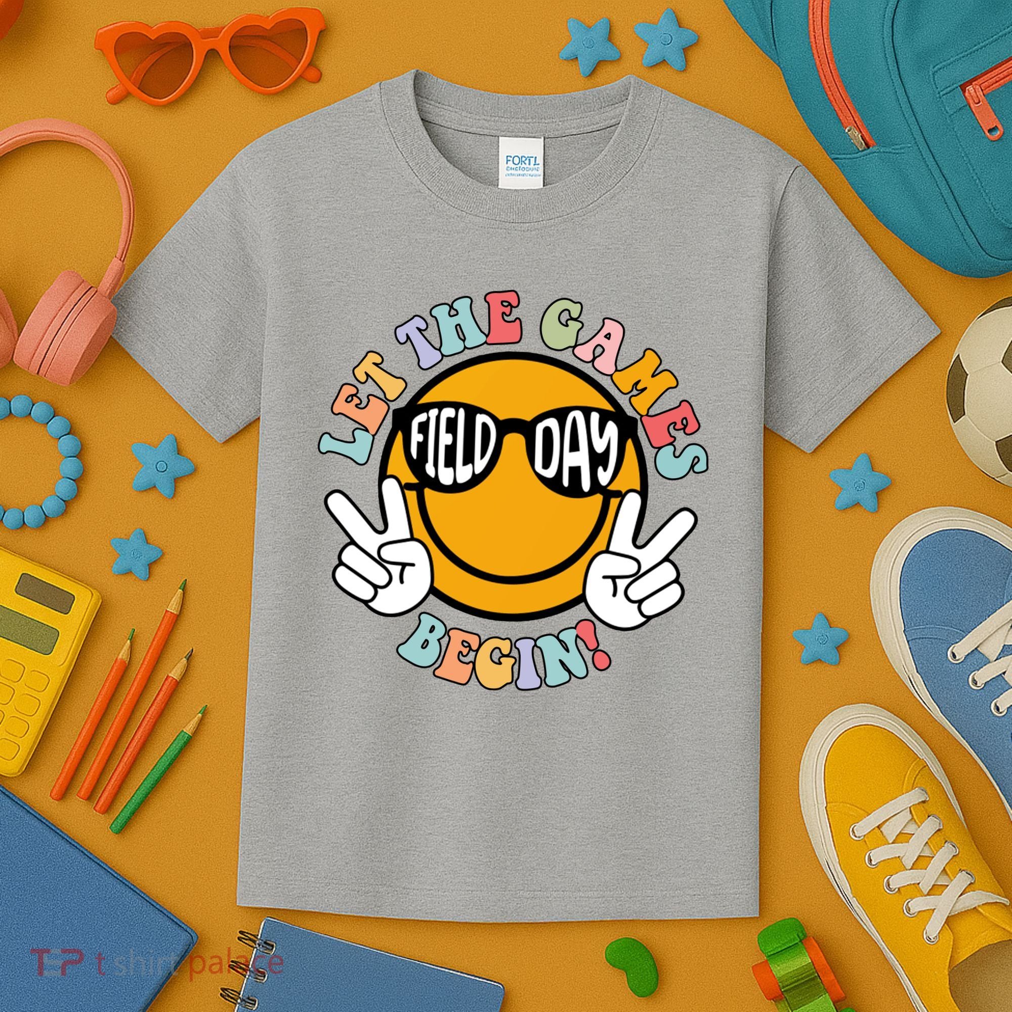 Let The Games Begin Field Day Smile Face Kids T-Shirt