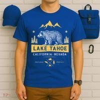 Lake Tahoe Gift California Nevada Vintage Bear Funny Gift T-Shirt thumb 6