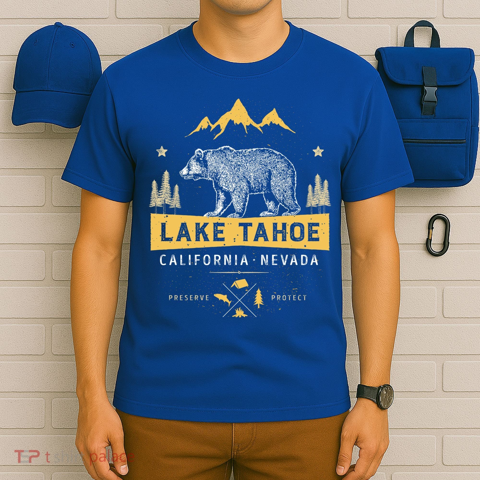 Lake Tahoe Gift California Nevada Vintage Bear Funny Gift T-Shirt