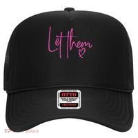 Let Them Heart Script Hot Pink Girls Women Let Them Hat thumb 0