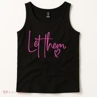 Let Them Heart Script Hot Pink Girls Women Let Them Tank Top thumb 2