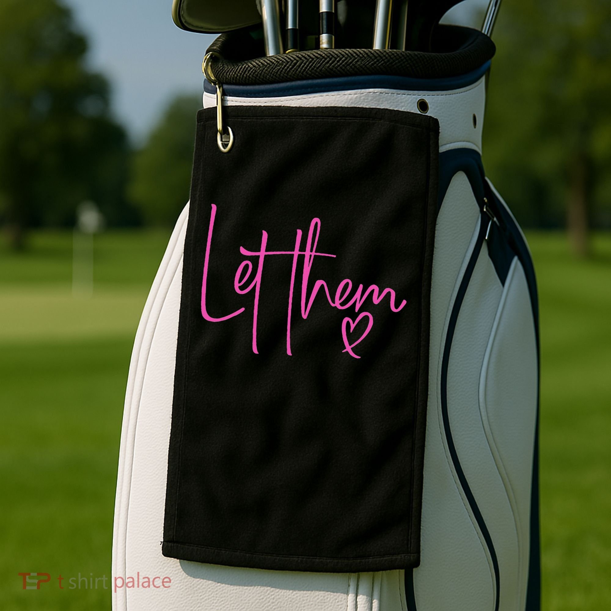Let Them Heart Script Hot Pink Girls Women Let Them Golf Towel