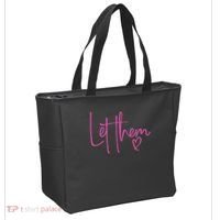 Let Them Heart Script Hot Pink Girls Women Let Them Tote Bag thumb 2