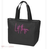 Let Them Heart Script Hot Pink Girls Women Let Them Tote Bag thumb 3