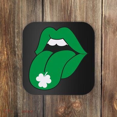 Lips Tongue Irish Shamrock St Patricks Coaster