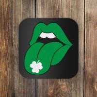 Lips Tongue Irish Shamrock St Patricks Coaster thumb 0