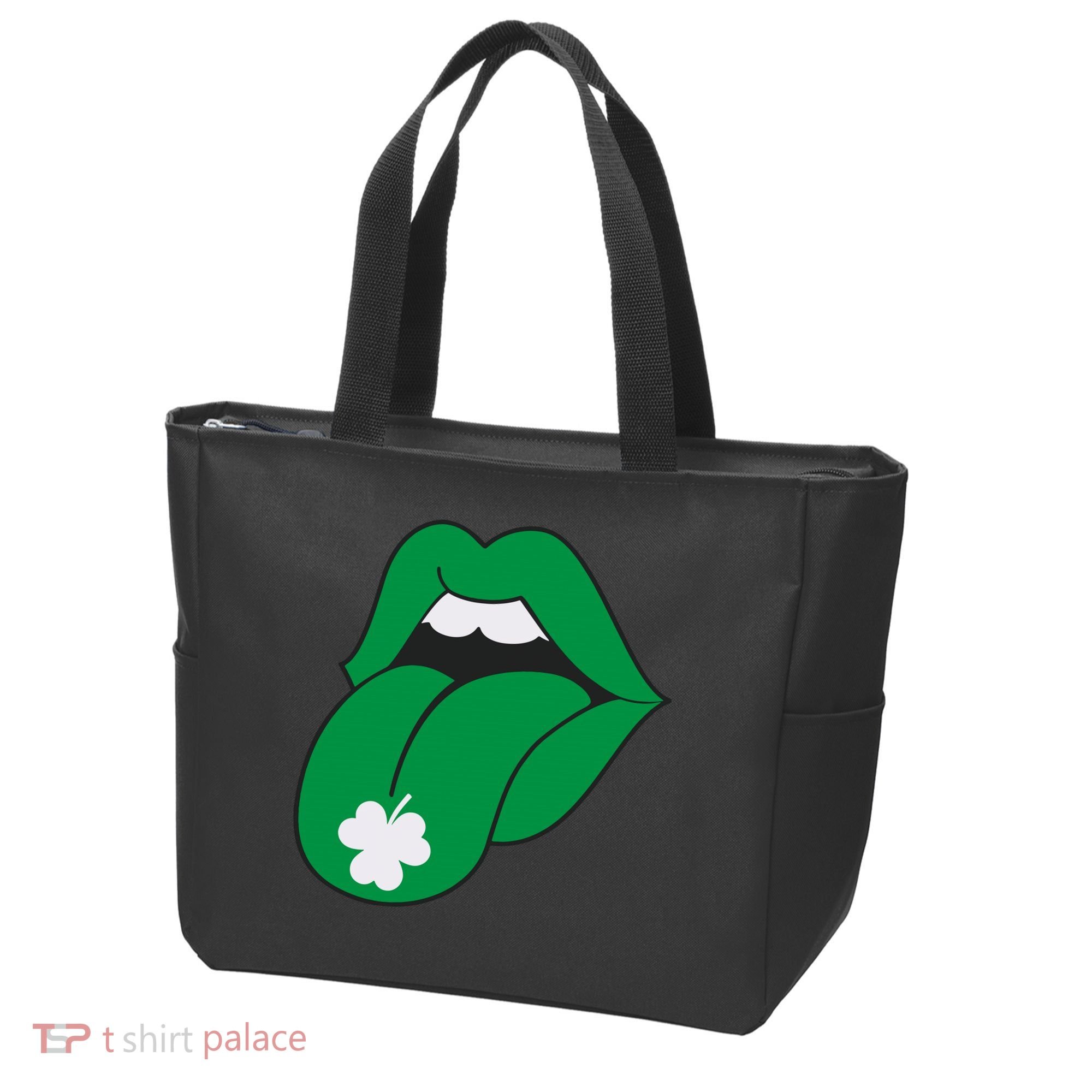 Lips Tongue Irish Shamrock St Patricks Tote Bag