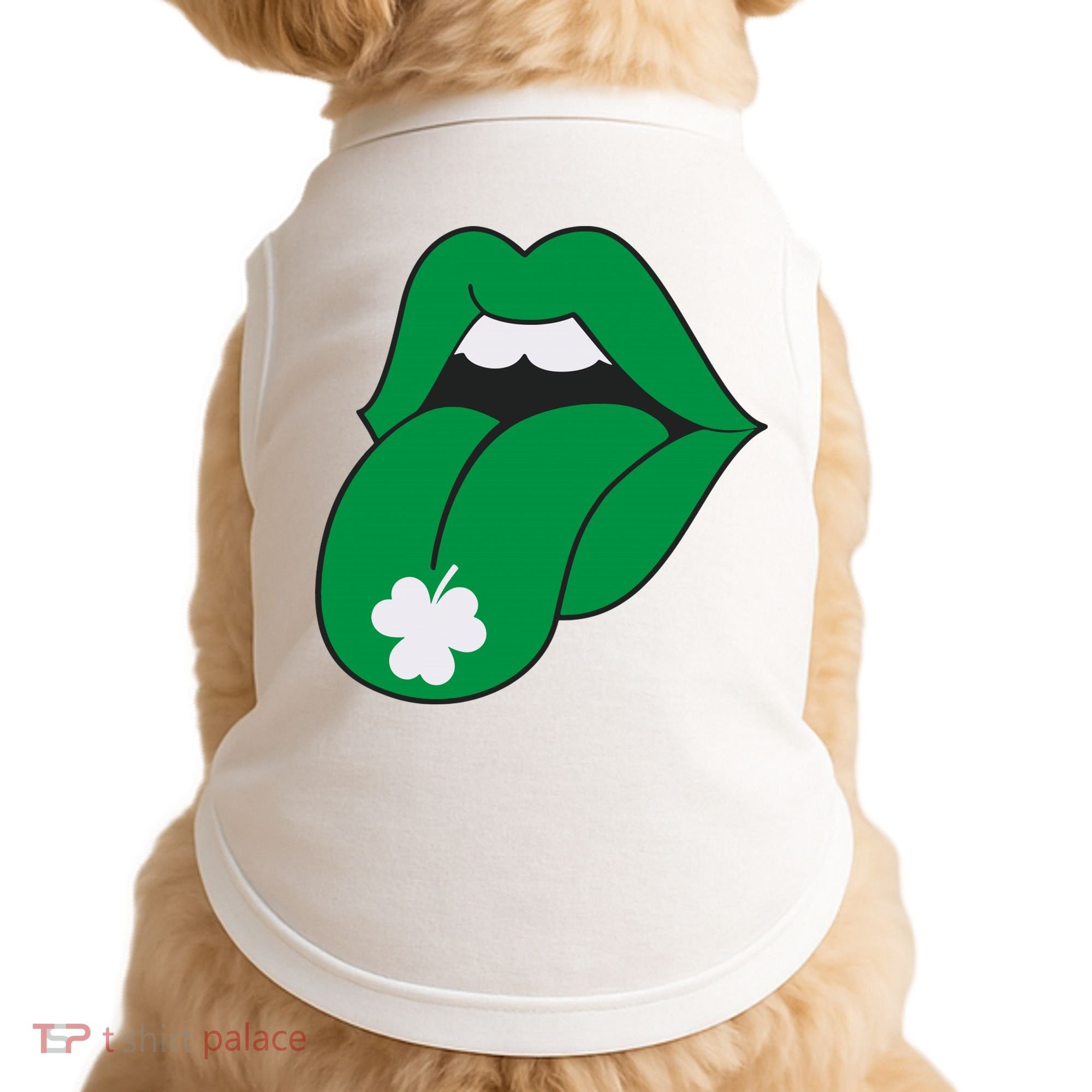 Lips Tongue Irish Shamrock St Patricks Doggie Tank