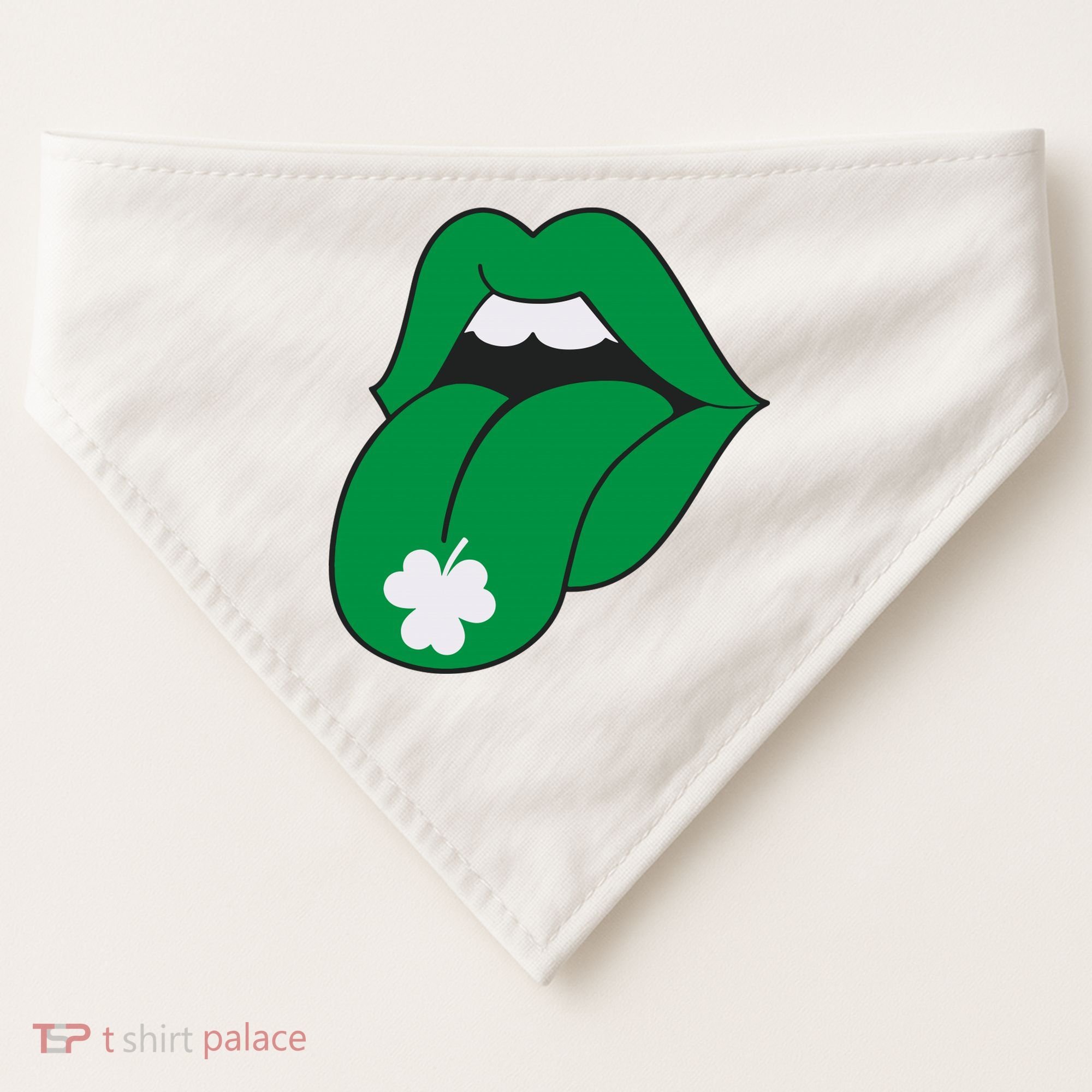 Lips Tongue Irish Shamrock St Patricks USA-Made Doggie Bandana