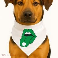 Lips Tongue Irish Shamrock St Patricks USA-Made Doggie Bandana thumb 1
