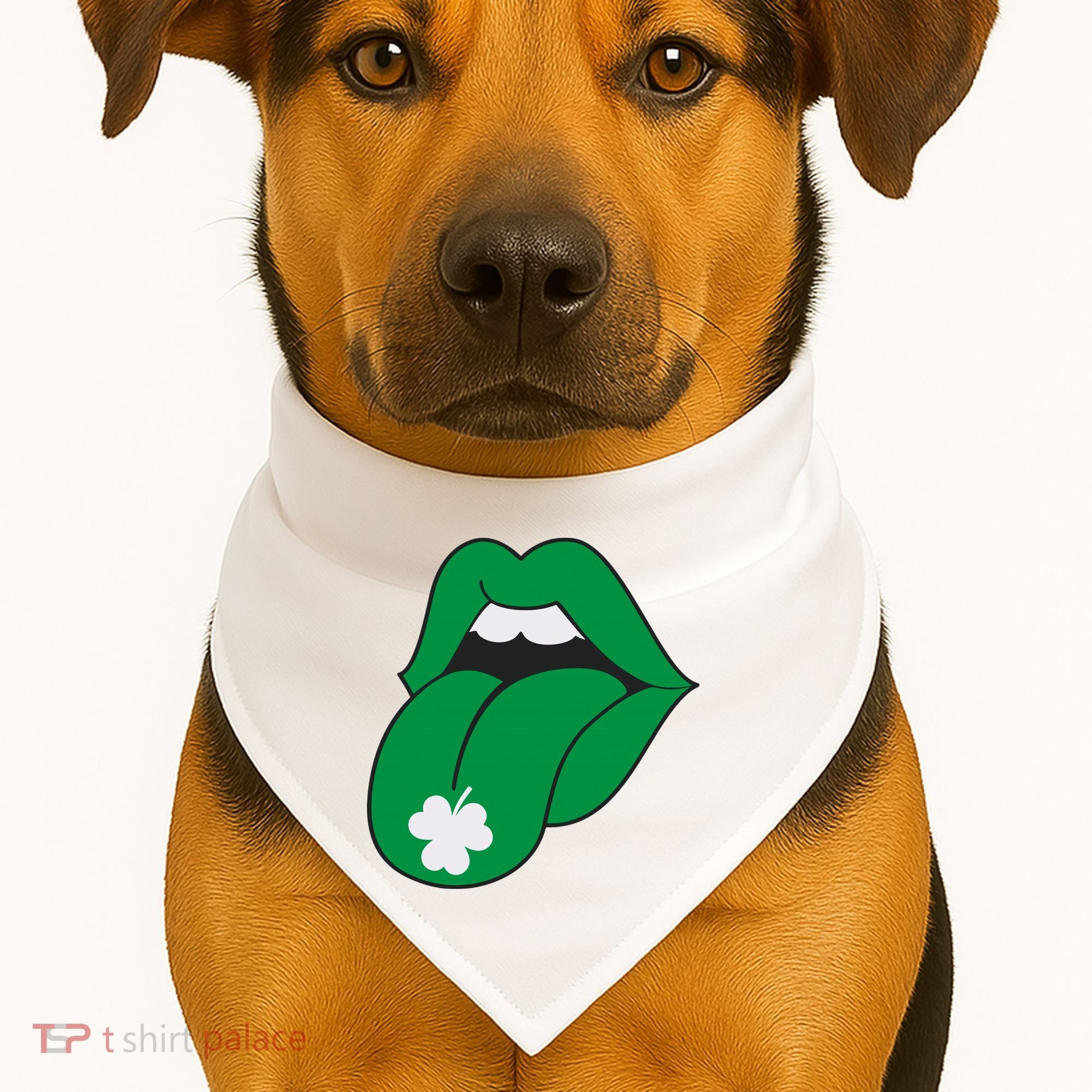 Lips Tongue Irish Shamrock St Patricks USA-Made Doggie Bandana