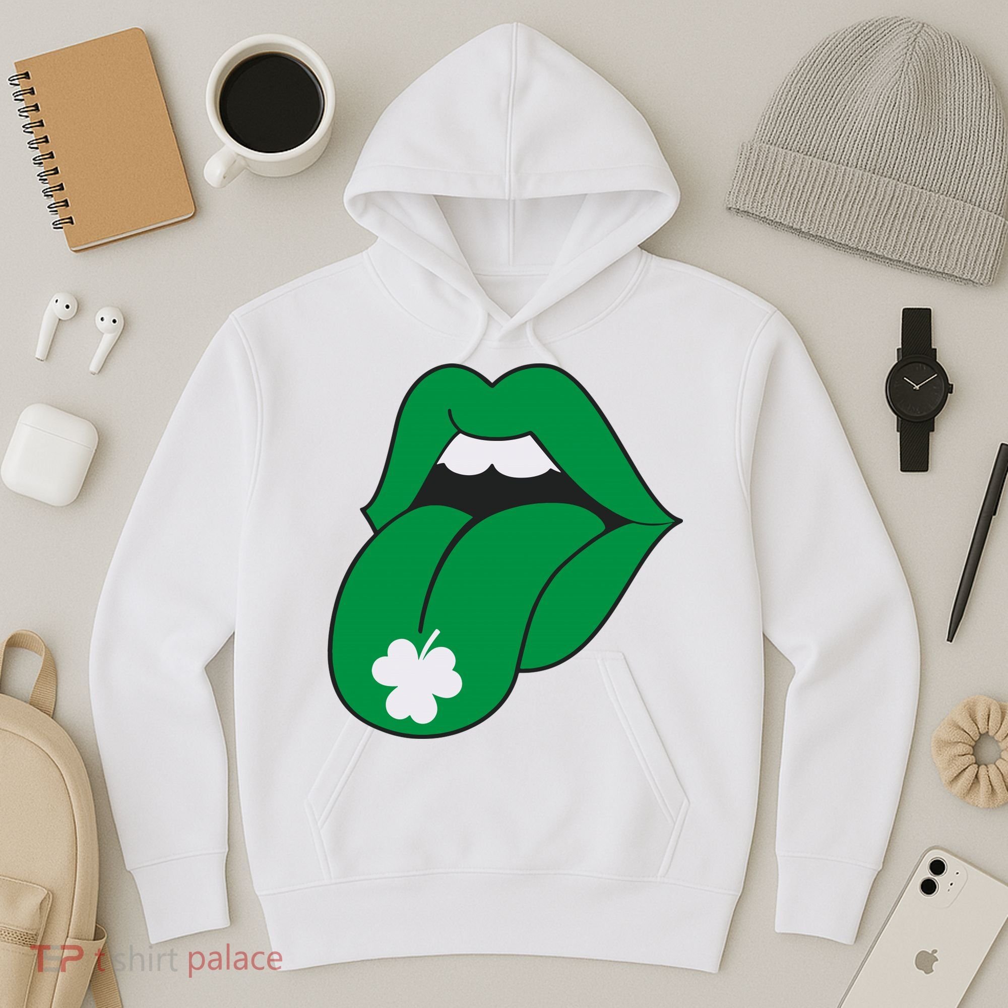 Lips Tongue Irish Shamrock St Patricks Hoodie