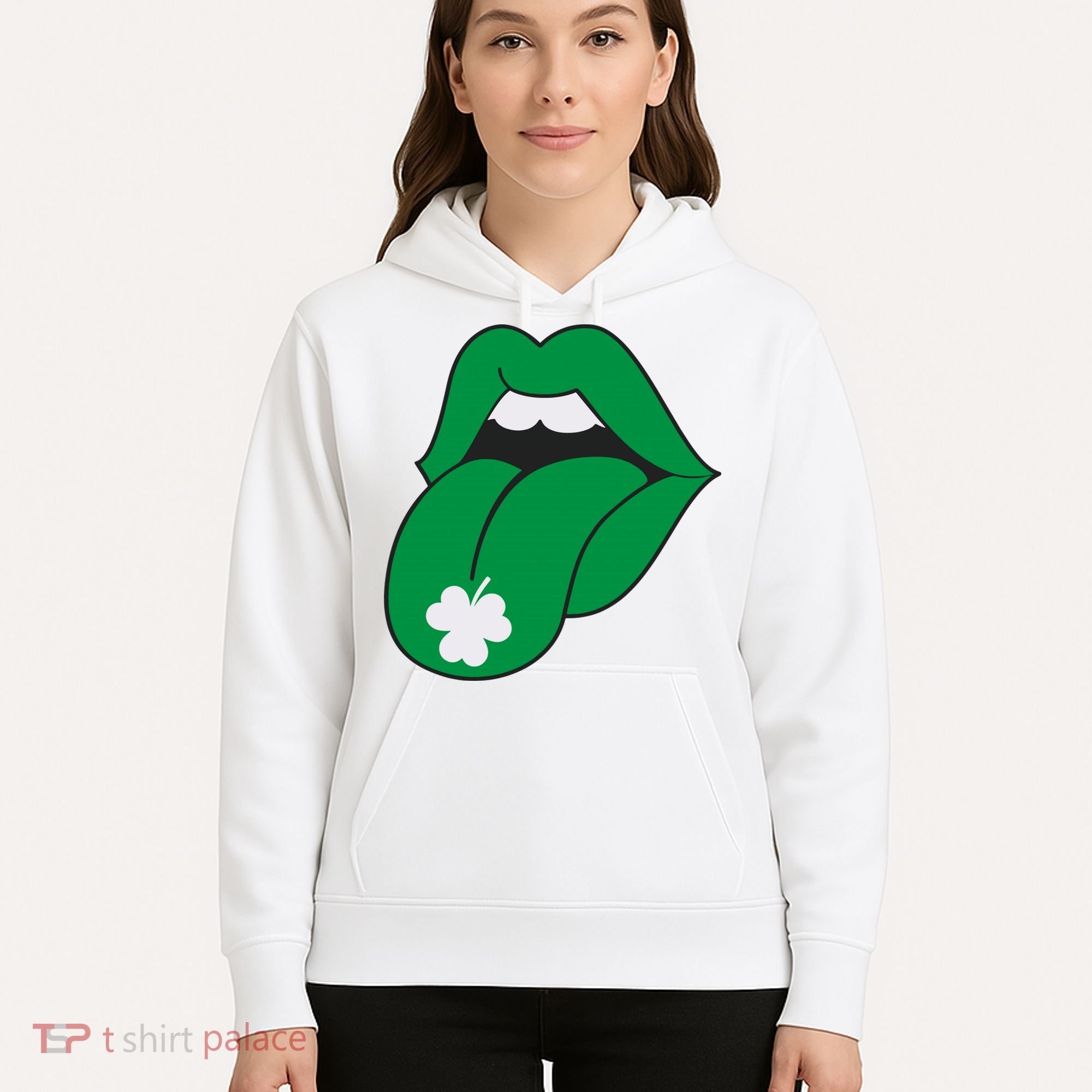 Lips Tongue Irish Shamrock St Patricks Hoodie