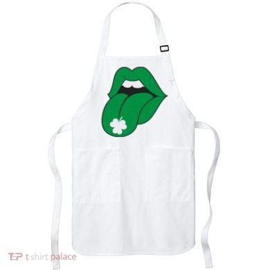 Lips Tongue Irish Shamrock St Patricks Apron