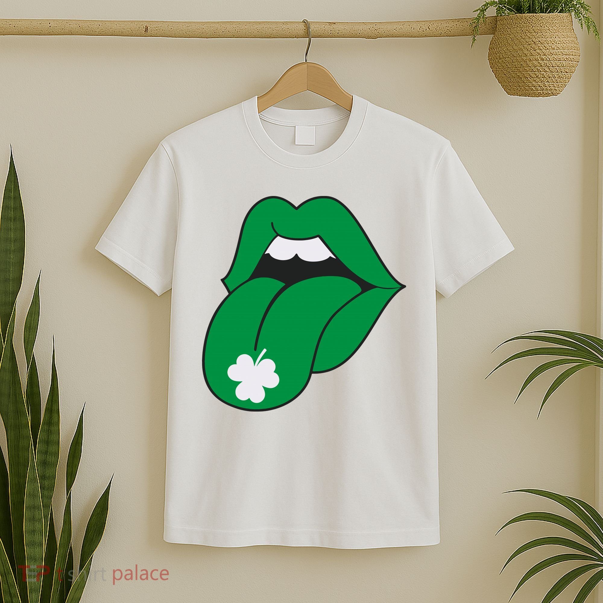Lips Tongue Irish Shamrock St Patricks T-Shirt