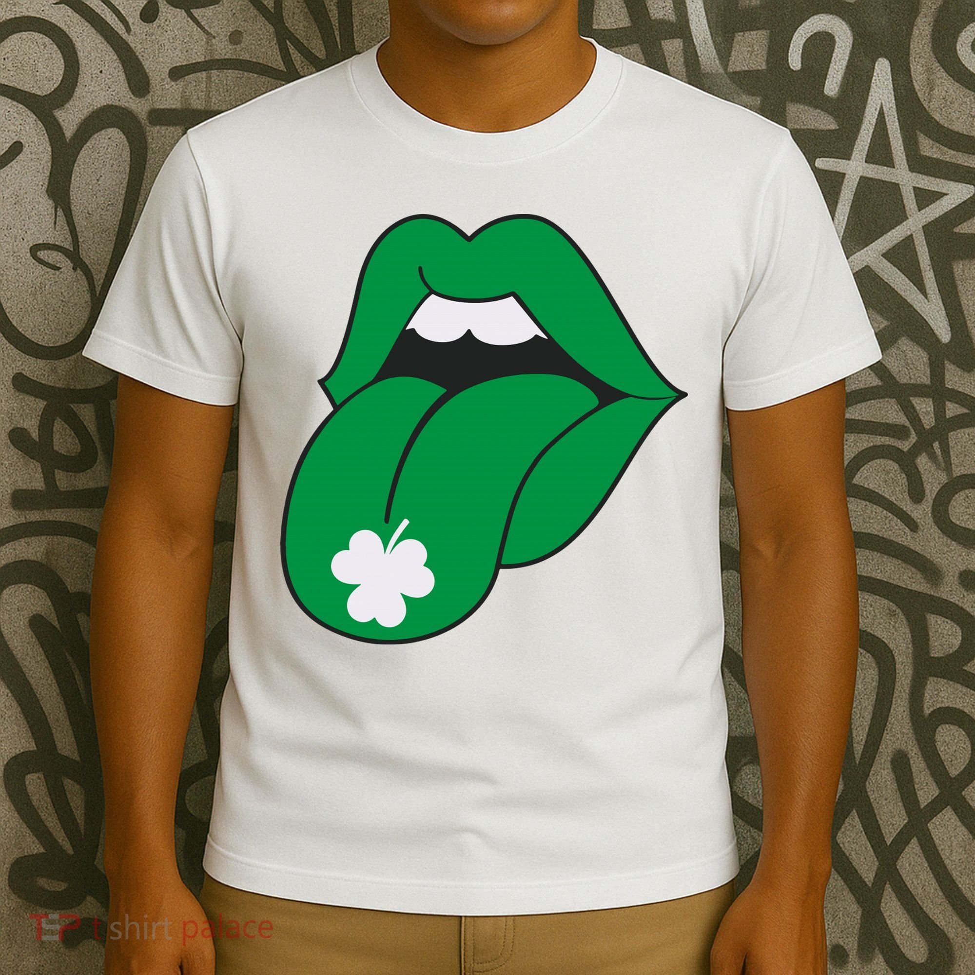Lips Tongue Irish Shamrock St Patricks T-Shirt
