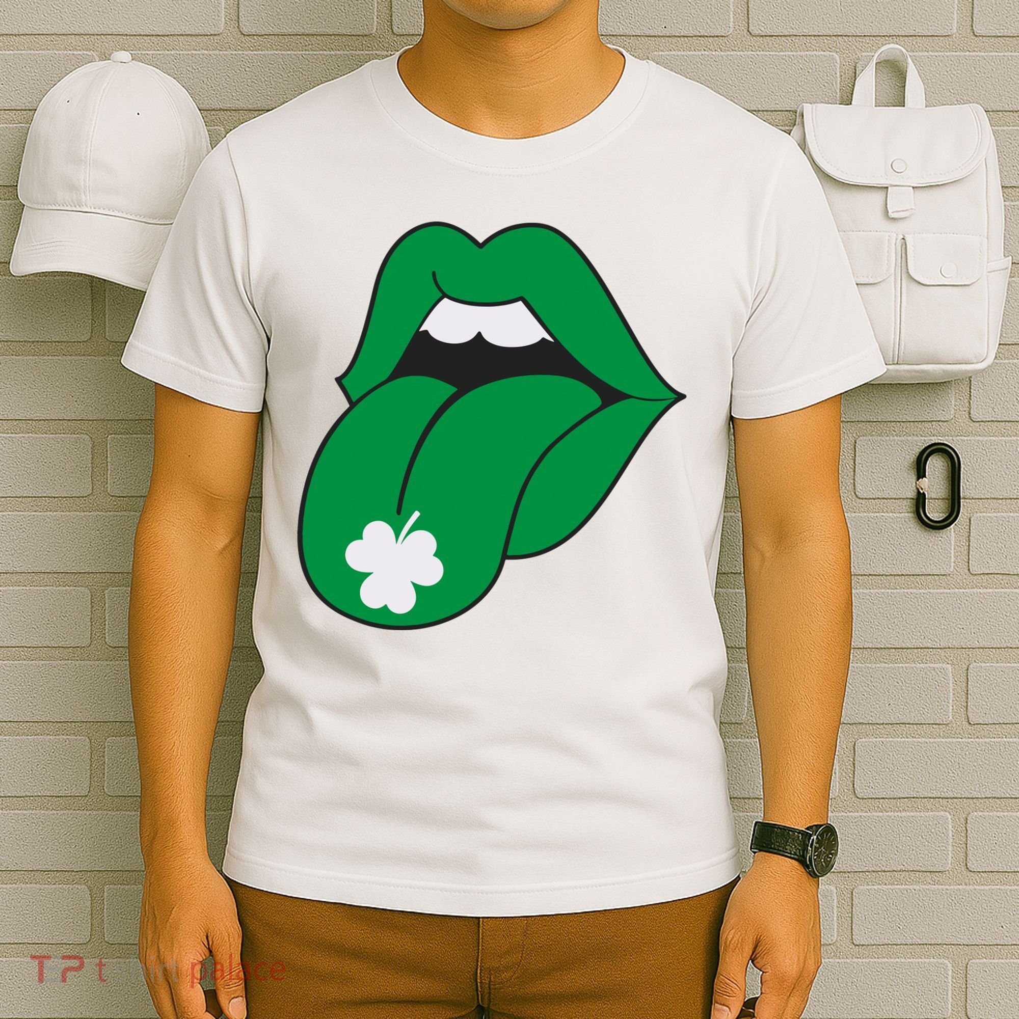 Lips Tongue Irish Shamrock St Patricks T-Shirt