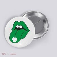 Lips Tongue Irish Shamrock St Patricks Button thumb 0