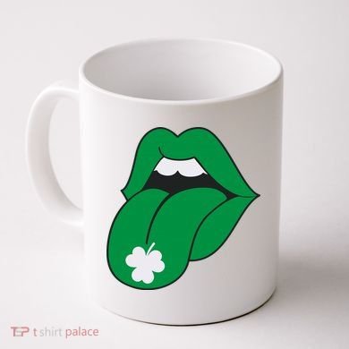 Lips Tongue Irish Shamrock St Patricks Coffee Mug