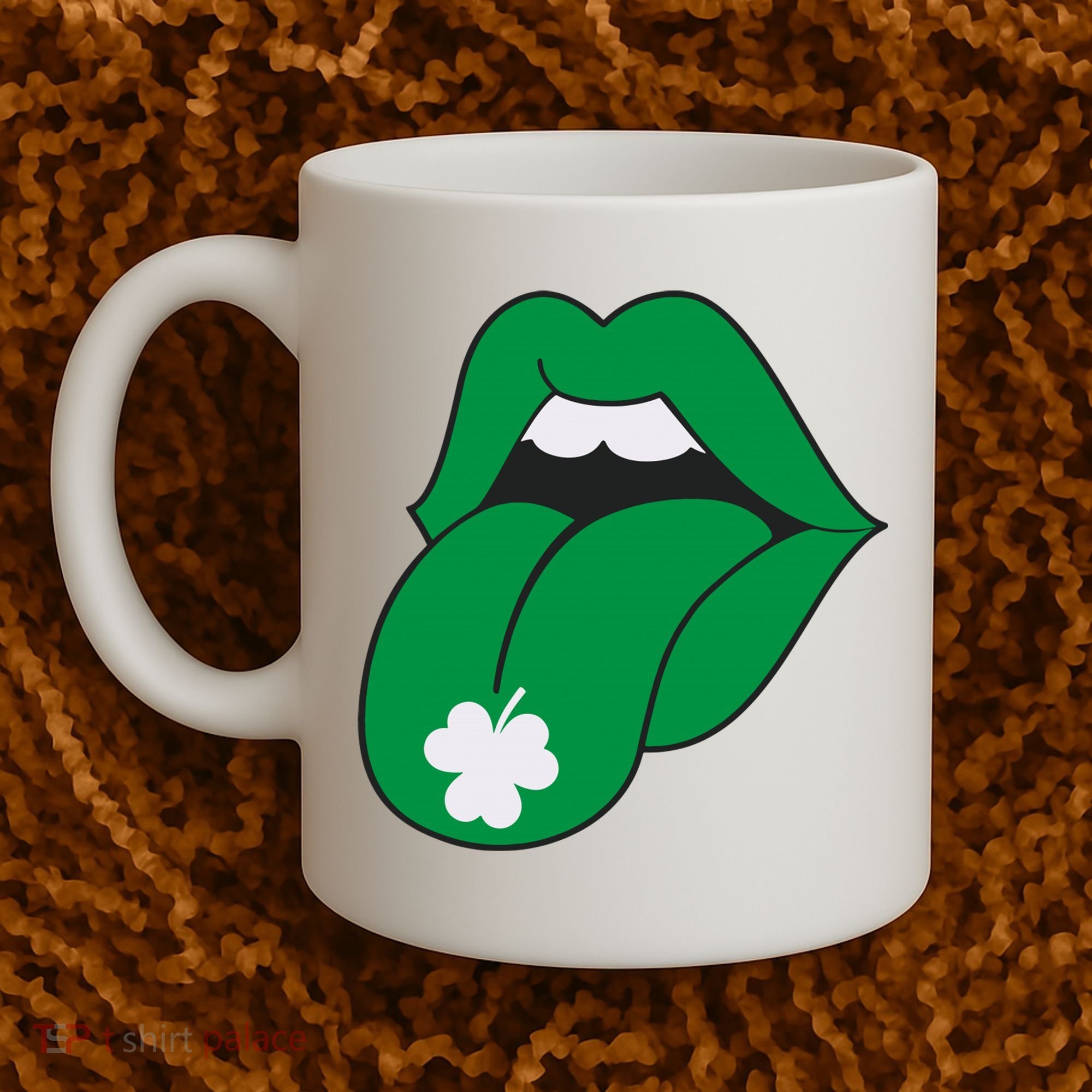 Lips Tongue Irish Shamrock St Patricks Coffee Mug