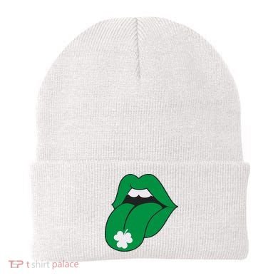 Lips Tongue Irish Shamrock St Patricks Beanie