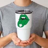 Lips Tongue Irish Shamrock St Patricks Tumbler thumb 2
