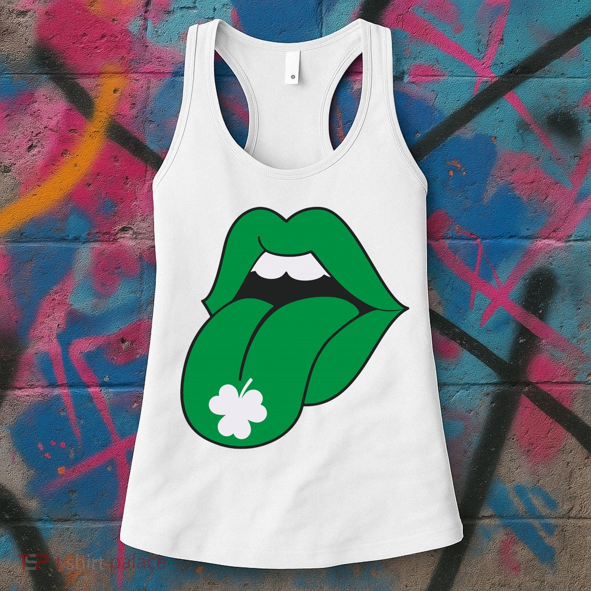 Lips Tongue Irish Shamrock St Patricks Women's Tank Top