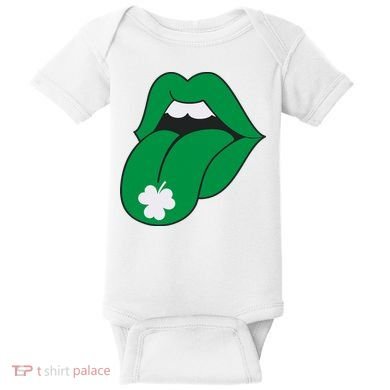 Lips Tongue Irish Shamrock St Patricks Baby Bodysuit
