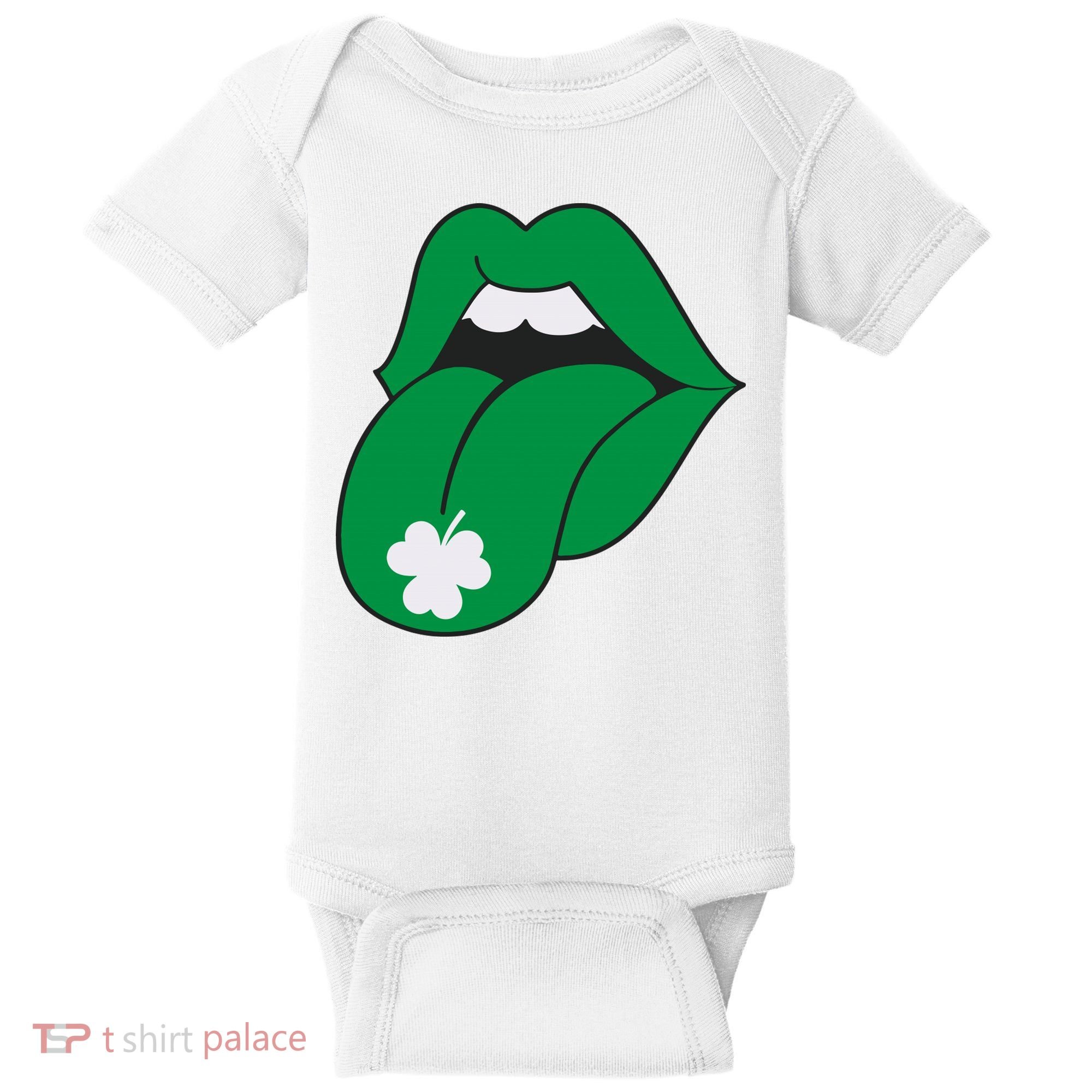 Lips Tongue Irish Shamrock St Patricks Baby Bodysuit