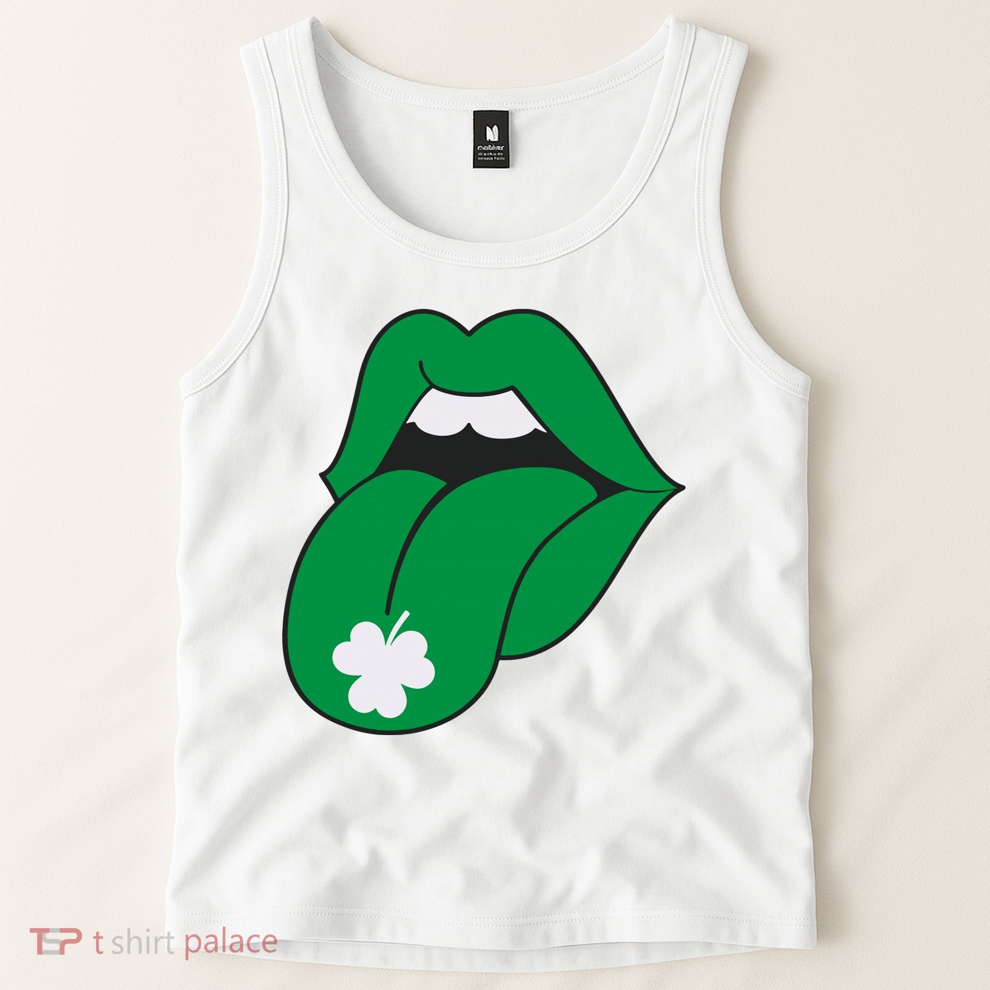 Lips Tongue Irish Shamrock St Patricks Tank Top