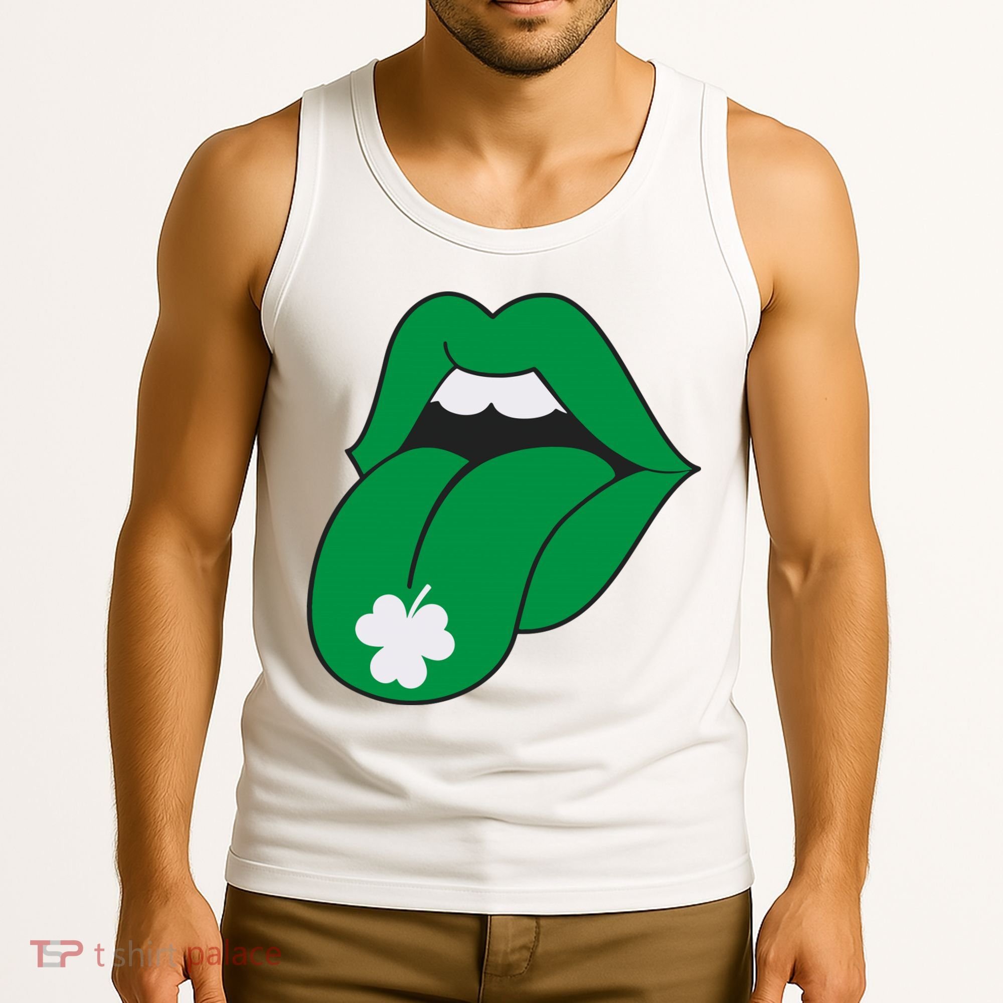 Lips Tongue Irish Shamrock St Patricks Tank Top