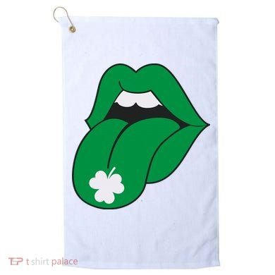 Lips Tongue Irish Shamrock St Patricks Golf Towel