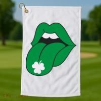Lips Tongue Irish Shamrock St Patricks Golf Towel thumb 1