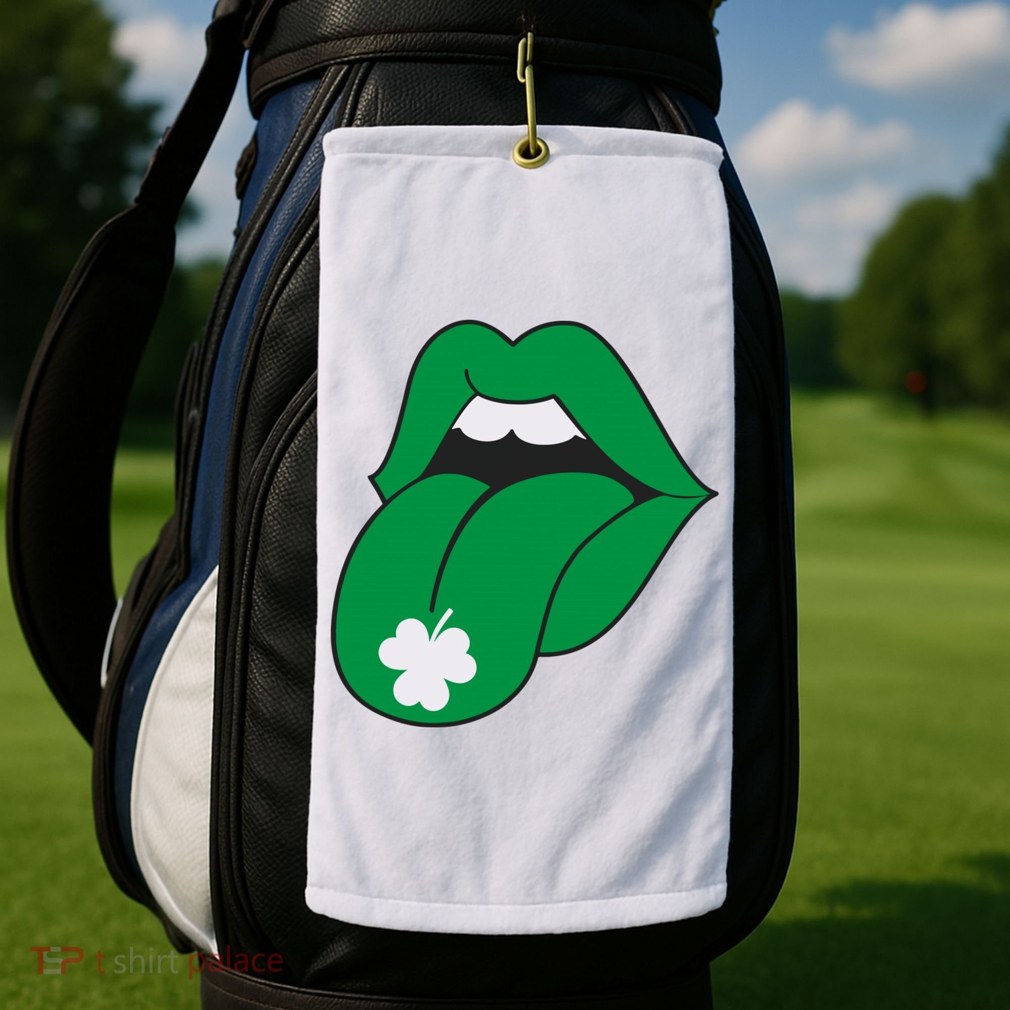 Lips Tongue Irish Shamrock St Patricks Golf Towel