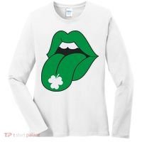 Lips Tongue Irish Shamrock St Patricks Women's Long Sleeve Shirt thumb 0