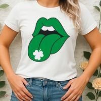 Lips Tongue Irish Shamrock St Patricks Women's T-Shirt thumb 2